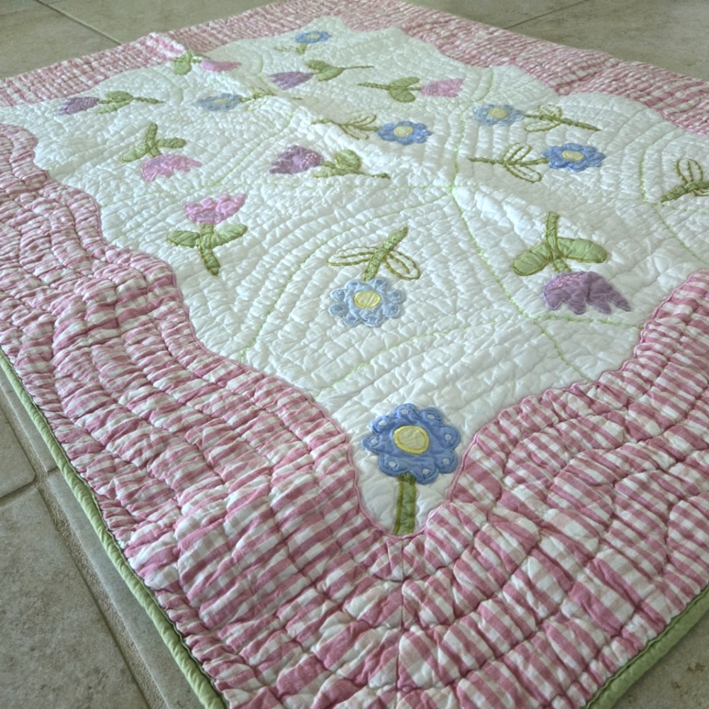 Pottery Barn Baby Flower blanket quilt